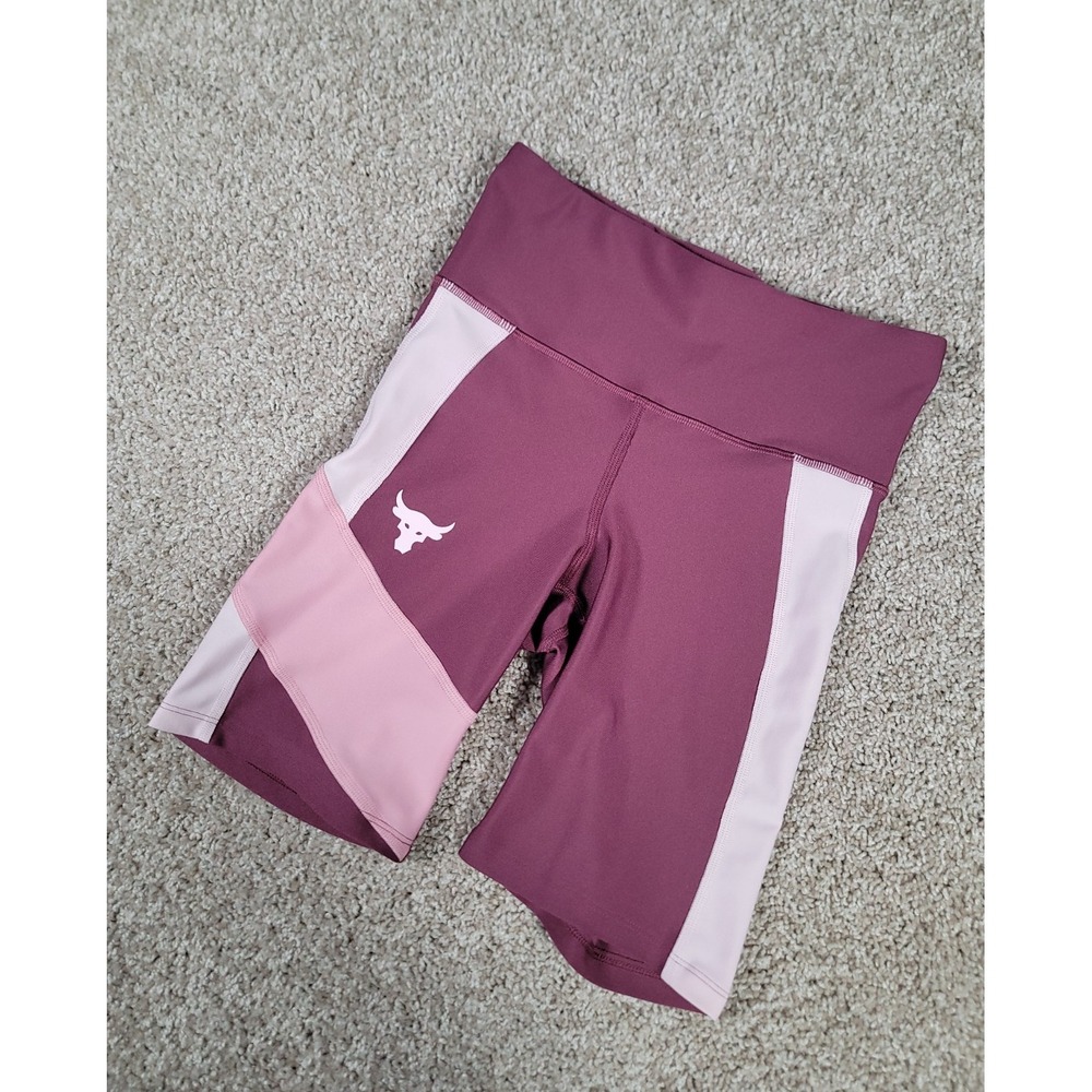 Under Armour Project Rock Biker Shorts Womens Size XS Compression Gym Stretch
